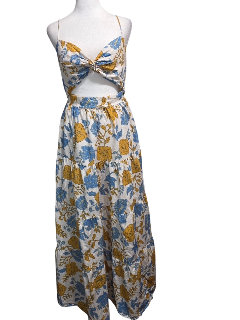 Showpo Amalie The Label Emerita Linen Blend Floral Cutout Midi Dress US 8 - Picture 2 of 10